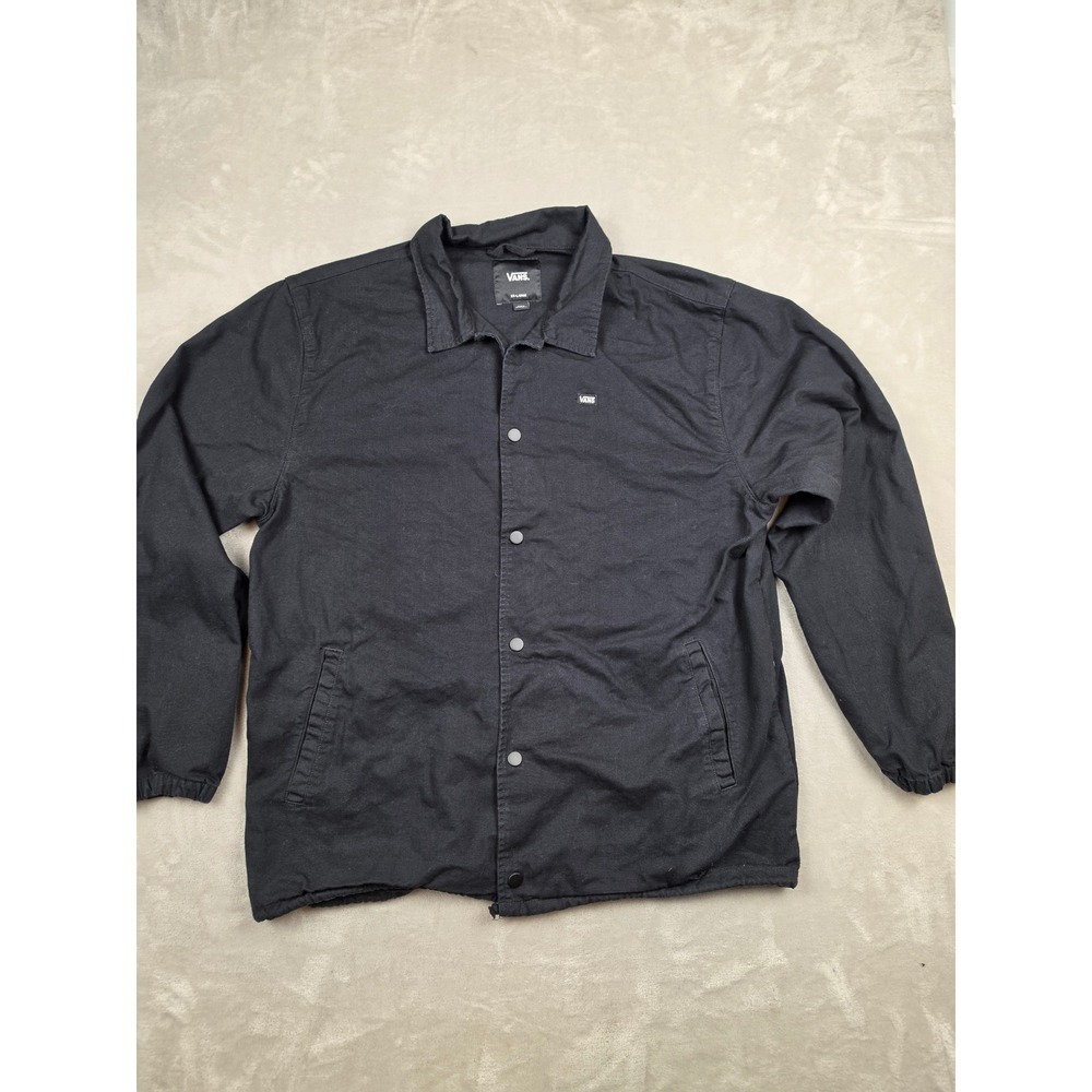 Vans Snap Bomber Jacket Mens XXL Black Unlined Skate Pockets Cotton